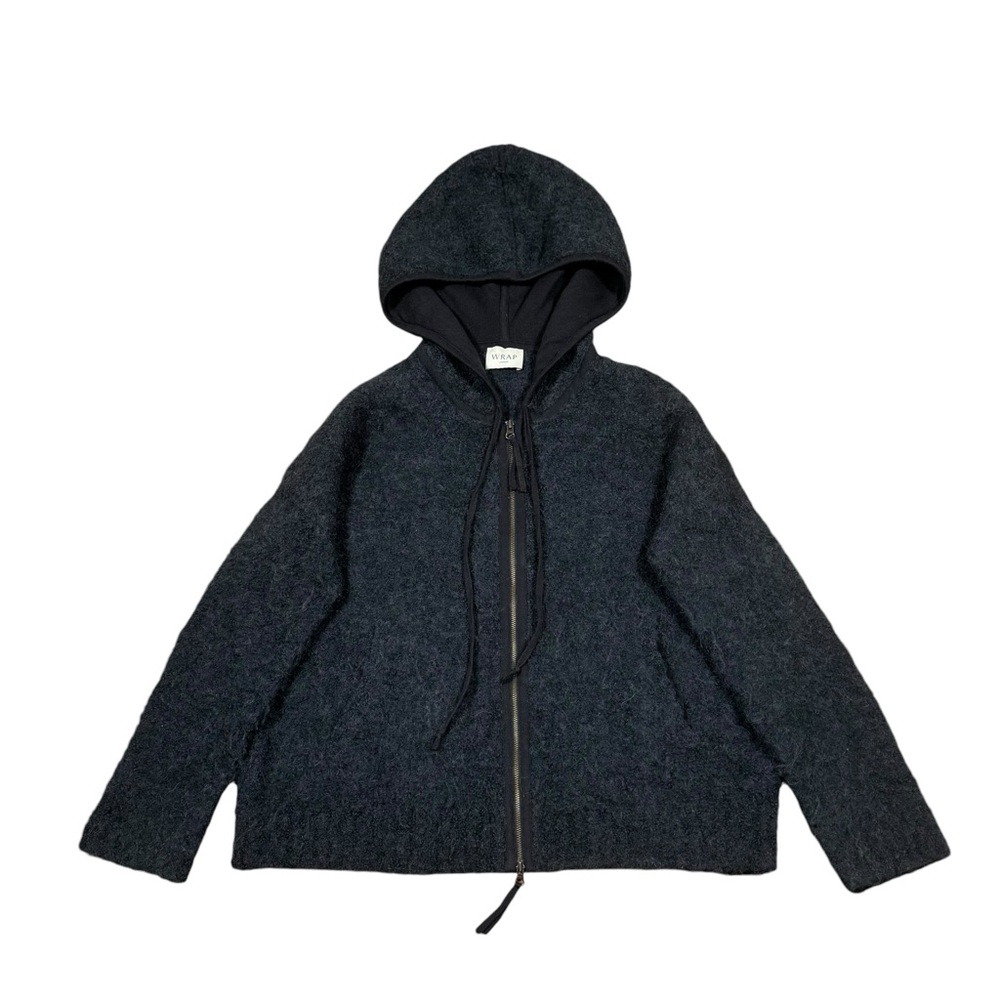 Wool-Blend Hooded Zip Sweater Jacket - Dark Charcoal